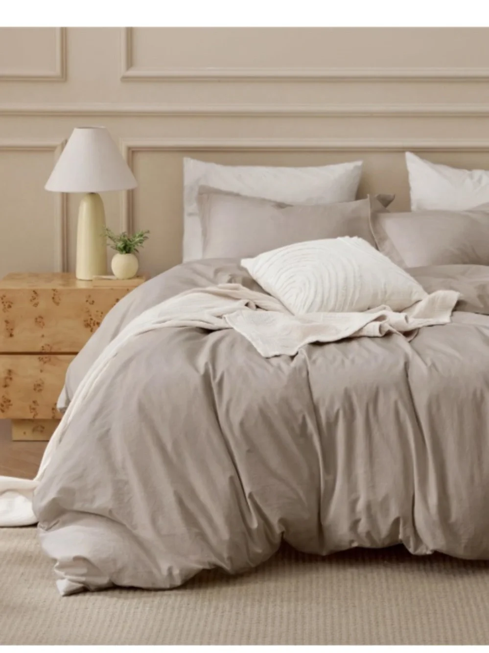 TWIN SIZE Duvet 2Pc Set 100% Washed Cotton - TAN